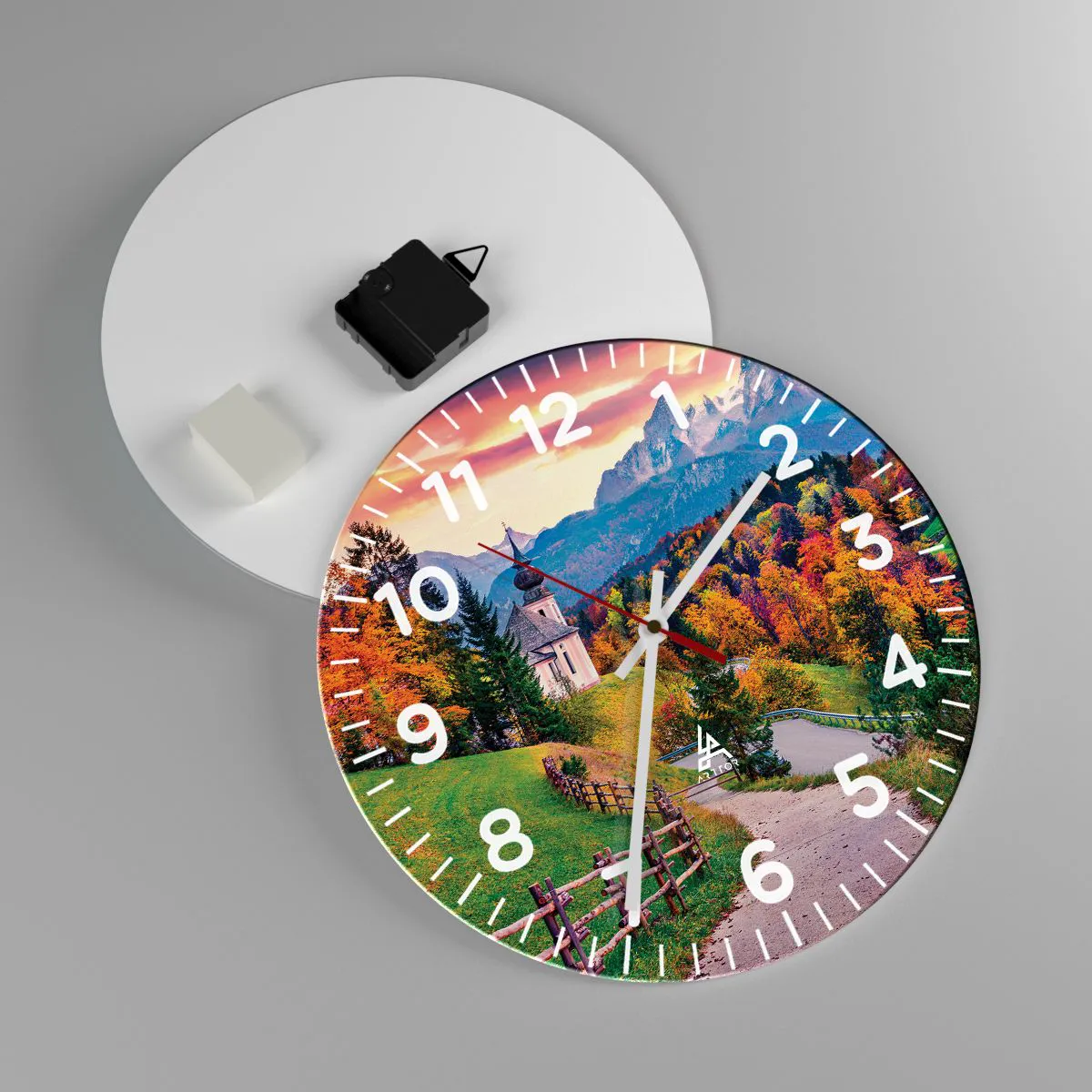 Reloj de pared - Reloj de vidrio - Paisaje como una pintura - 30x30 cm