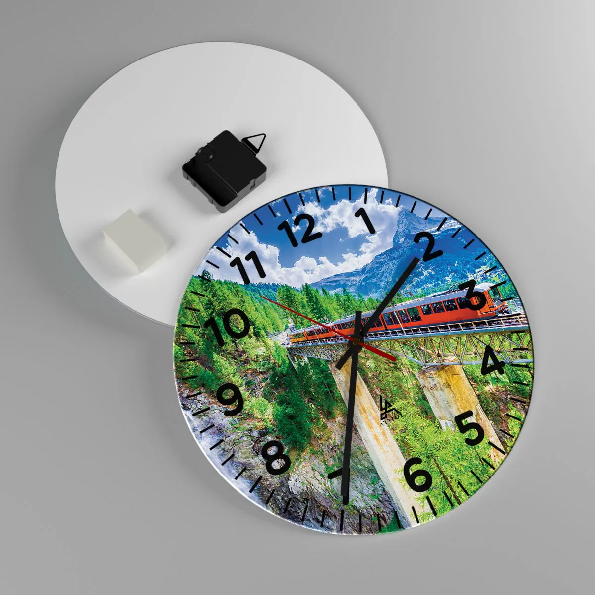 Relógio de parede - Relógio em vidro - Hora dos Alpes - 30x30 cm