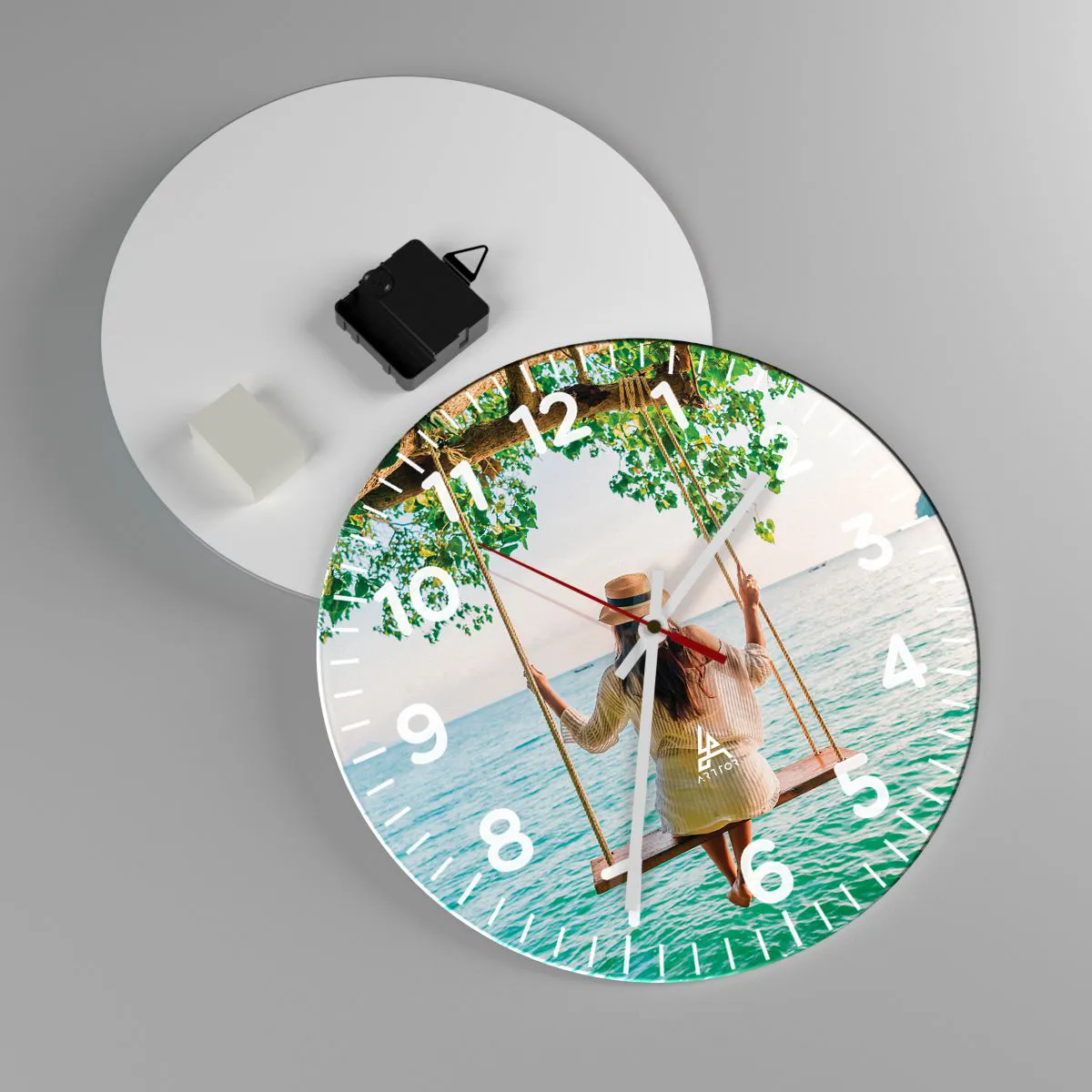 Relógio de parede - Relógio em vidro - A vida é bela - 30x30 cm