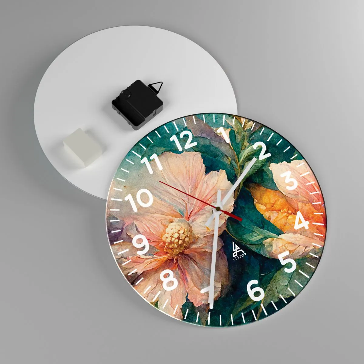 Ceas de perete - Ceas pe sticlă - Subtilitate pură - 30x30 cm