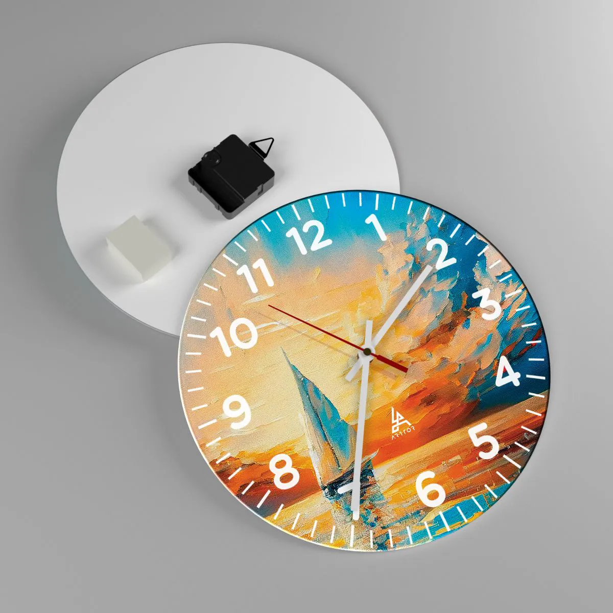 Ceas de perete - Ceas pe sticlă - Navigare prin aur - 30x30 cm