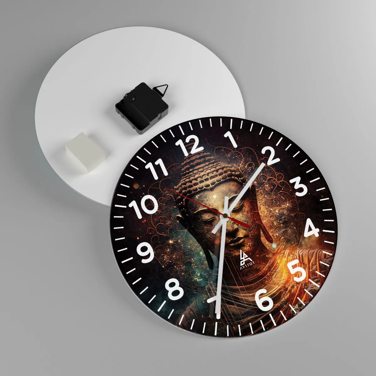Relógio de parede - Relógio em vidro - Equilíbrio espiritual - 30x30 cm