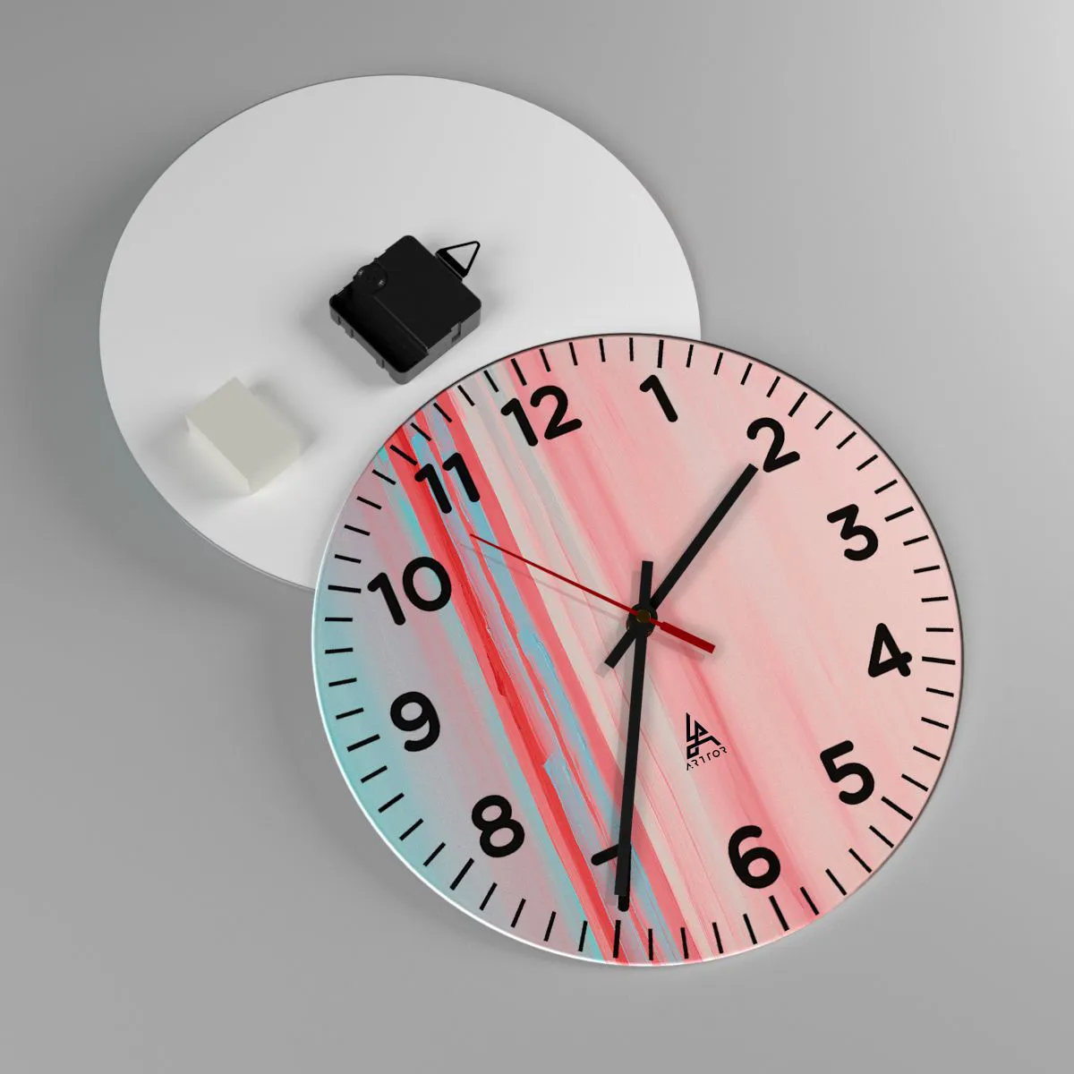 Ceas de perete - Ceas pe sticlă - Abstracție în zori - 30x30 cm