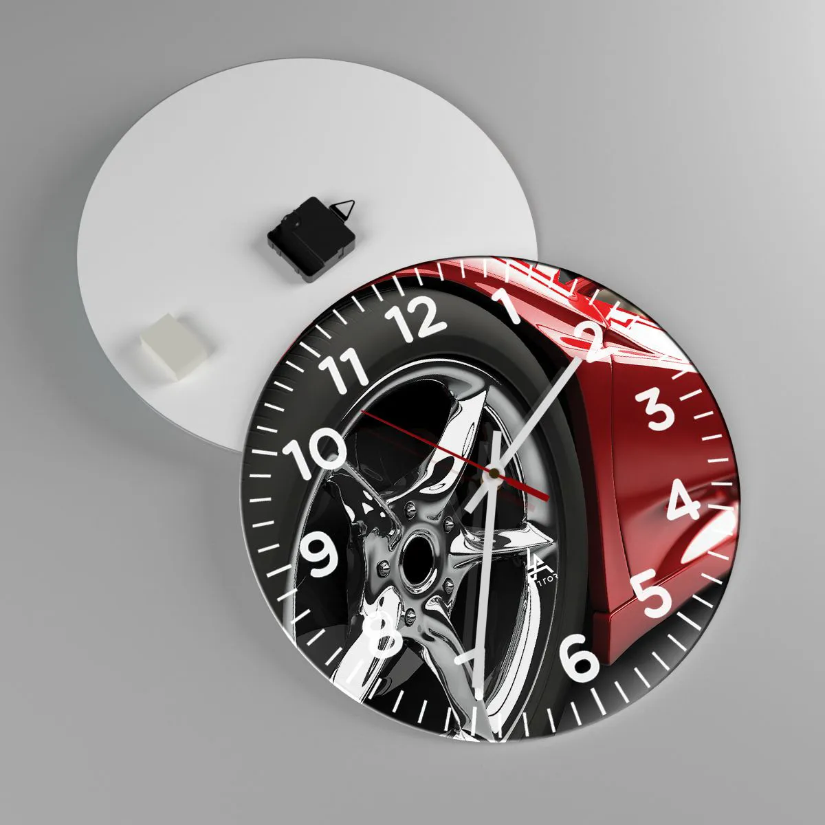 Väggklocka - Klocka på glas - Skapad att vara snabb - 40x40 cm