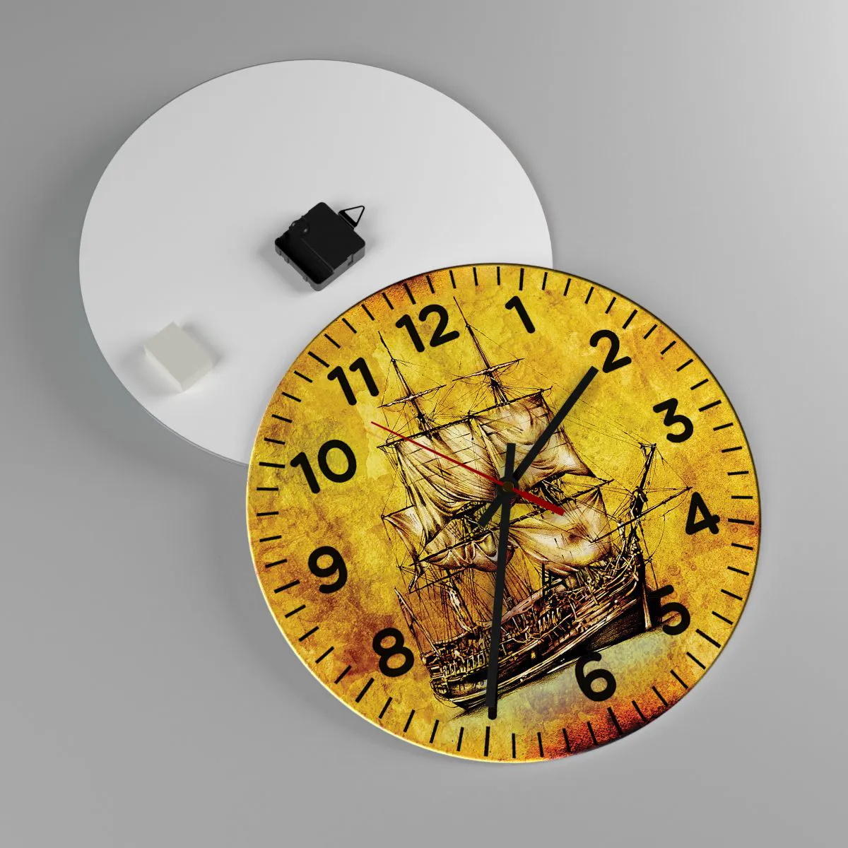 Reloj de pared - Reloj de vidrio - ¡Rumbo a la isla Tortuga! - 40x40 cm