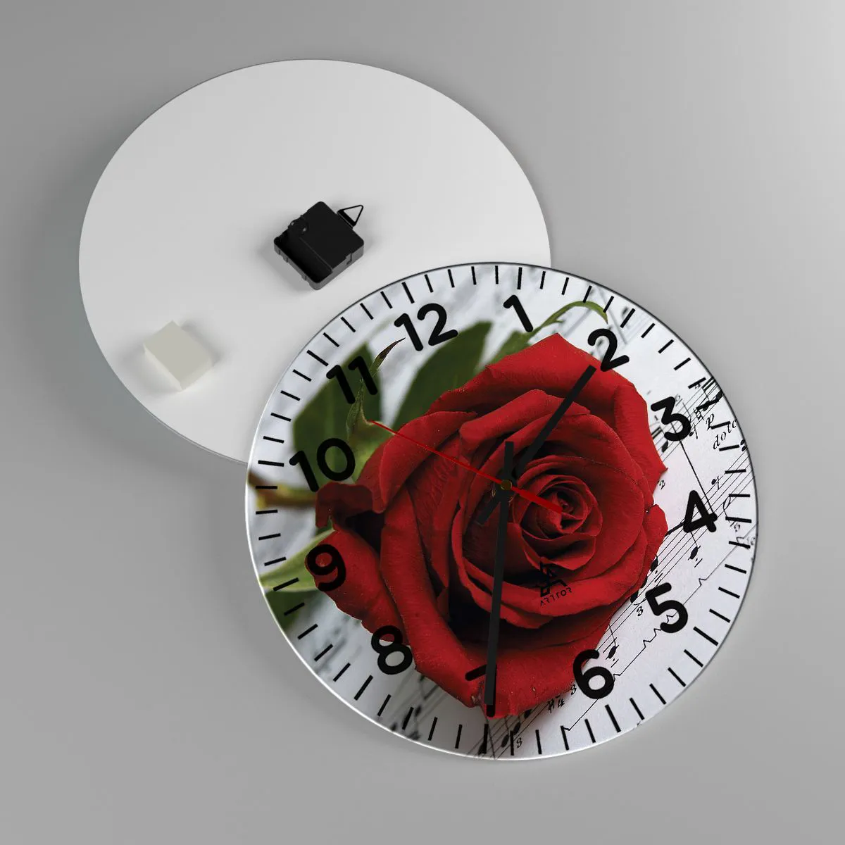 Wanduhr - Glasuhr - Musik der Gefühle in Scharlach - 40x40 cm