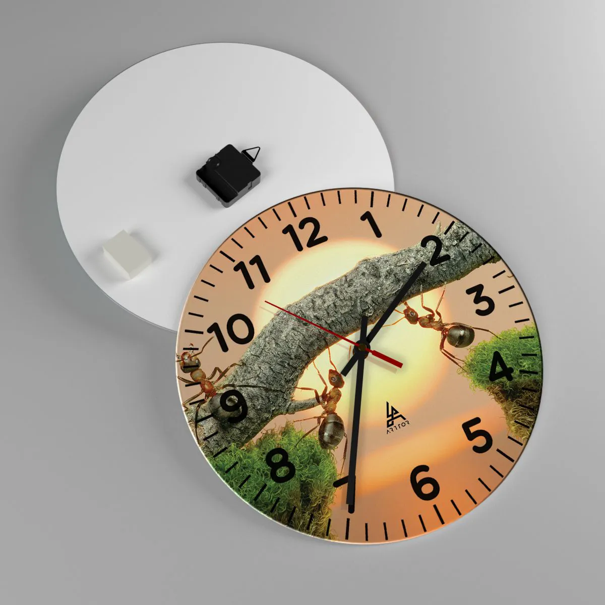 Reloj de pared - Reloj de vidrio - Trabajar juntos con alegría - 40x40 cm