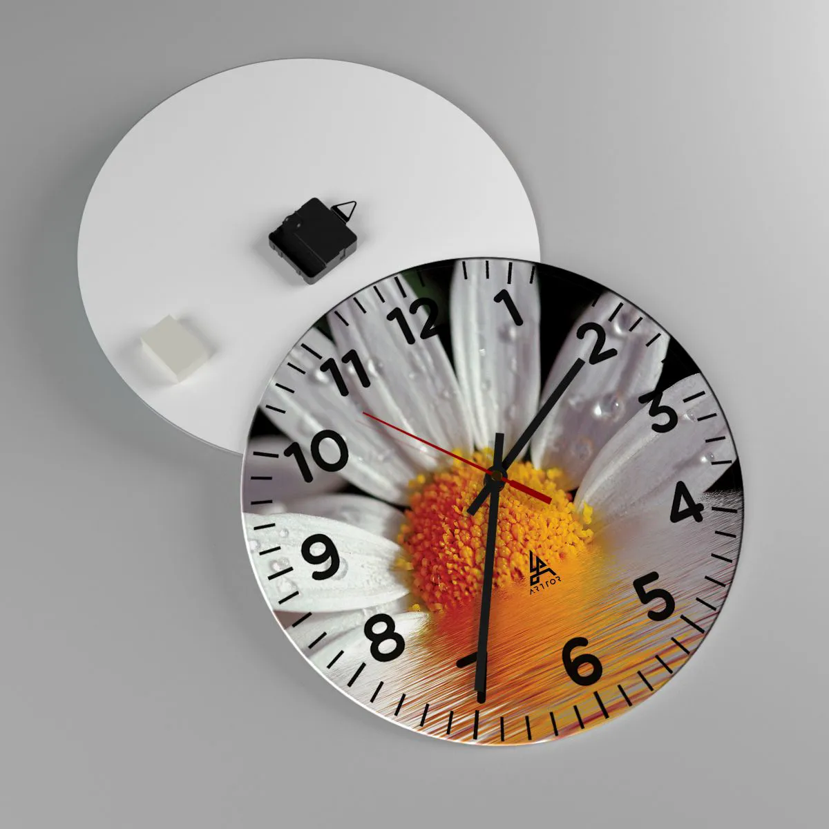 Zegar ścienny - Wschodzące słońce margaretki - 40x40 cm