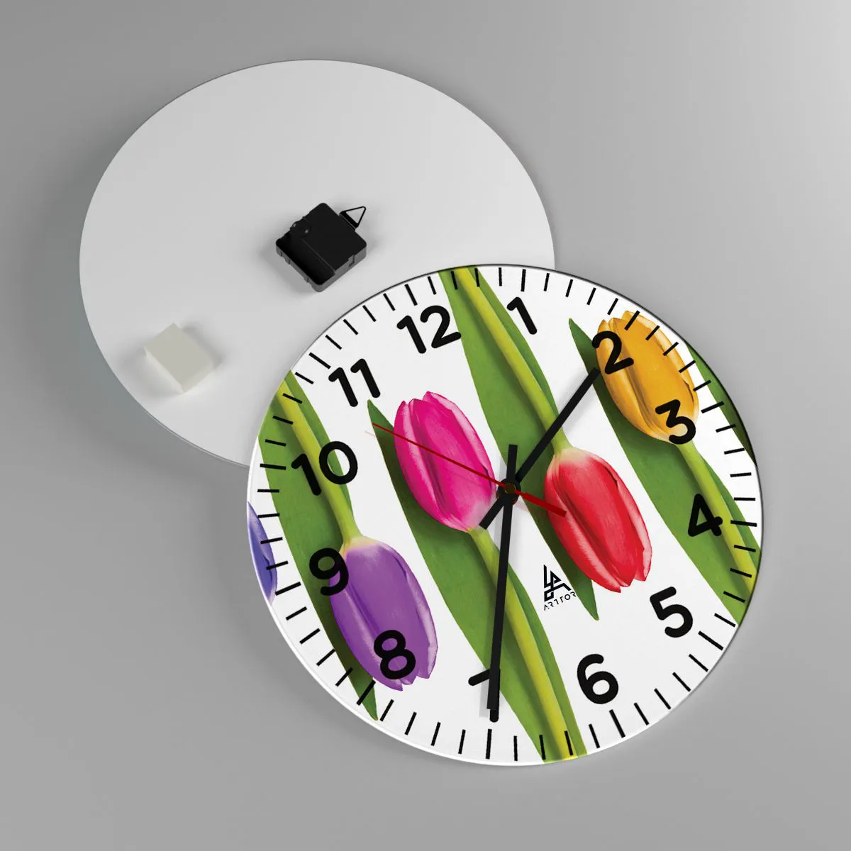 Reloj de pared - Reloj de vidrio - Composición del arco iris - 40x40 cm