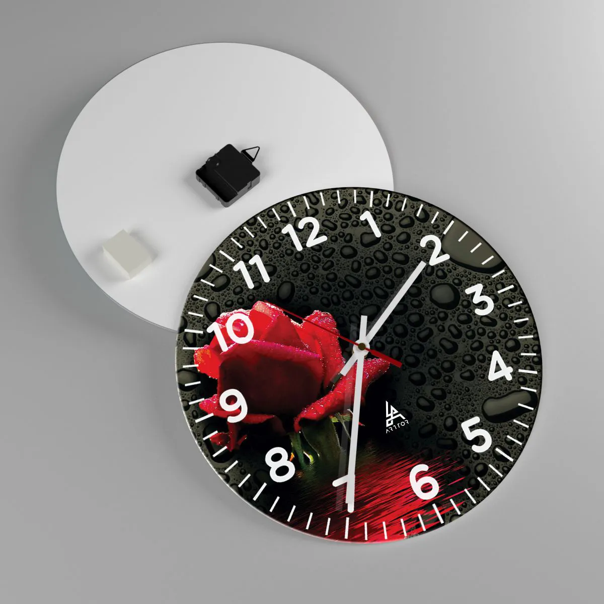 Vægur, Uret - Rød og sort - 40x40 cm
