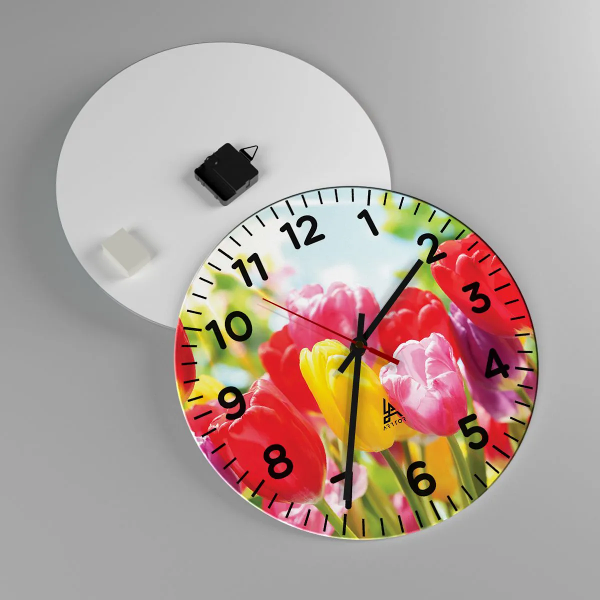 Wall clock - Clock on glass - It is Us, Colour of May! - 40x40 cm