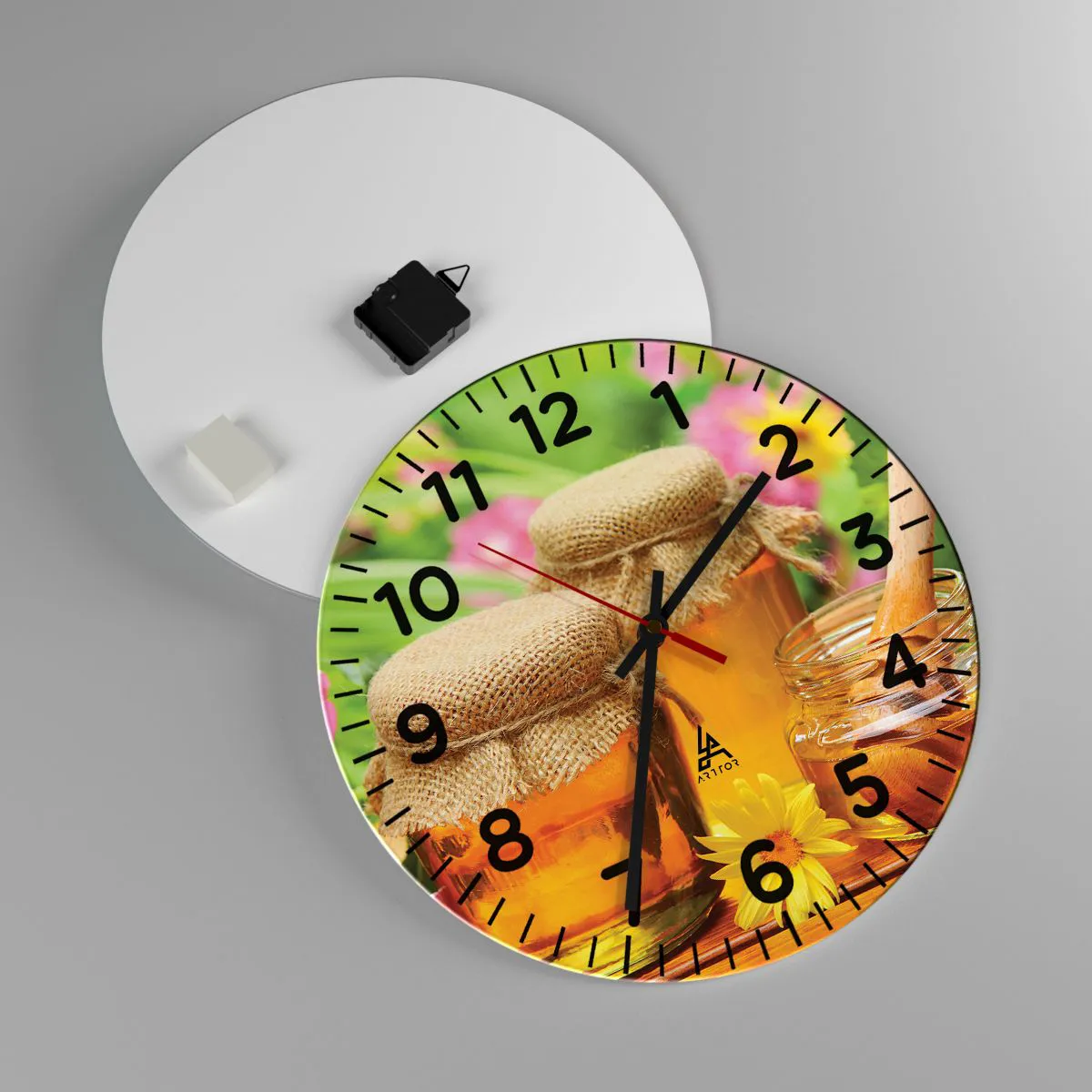 Ceas de perete - Ceas pe sticlă - Dulce și florală - 40x40 cm