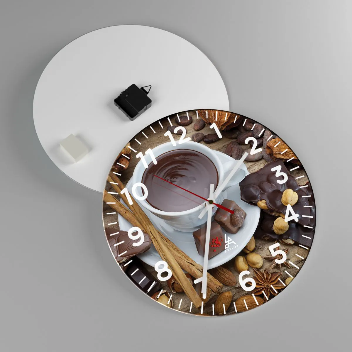 Relógio de parede - Relógio em vidro - Da fábrica de chocolate de conto de fadas - 40x40 cm