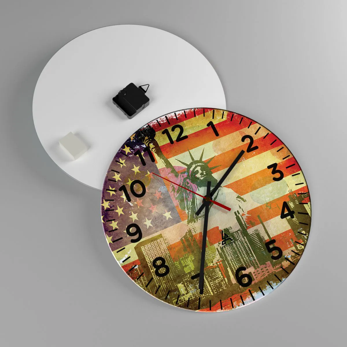 Horloge murale - Pendule murale - Vive l'Amérique! - 40x40 cm