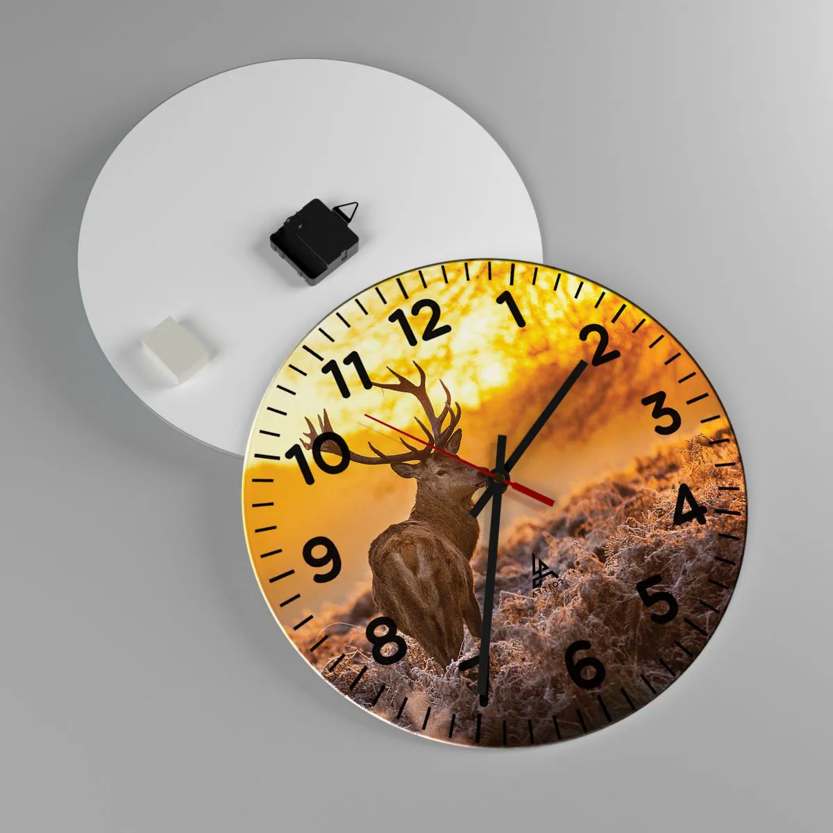 Ceas de perete - Ceas pe sticlă - Regele pădurii de toamnă - 40x40 cm