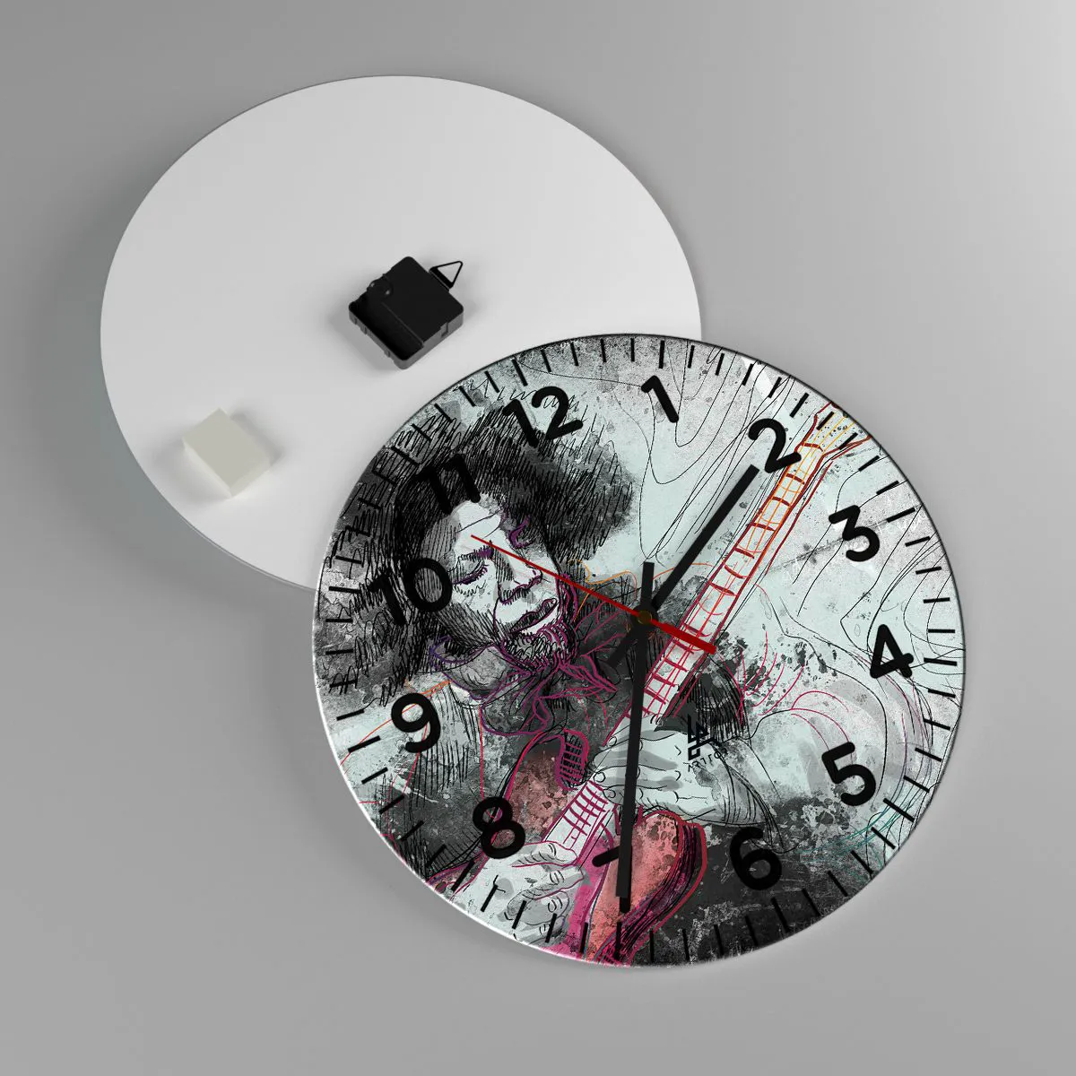 Ceas de perete - Ceas pe sticlă - Pe valurile muzicii - 40x40 cm
