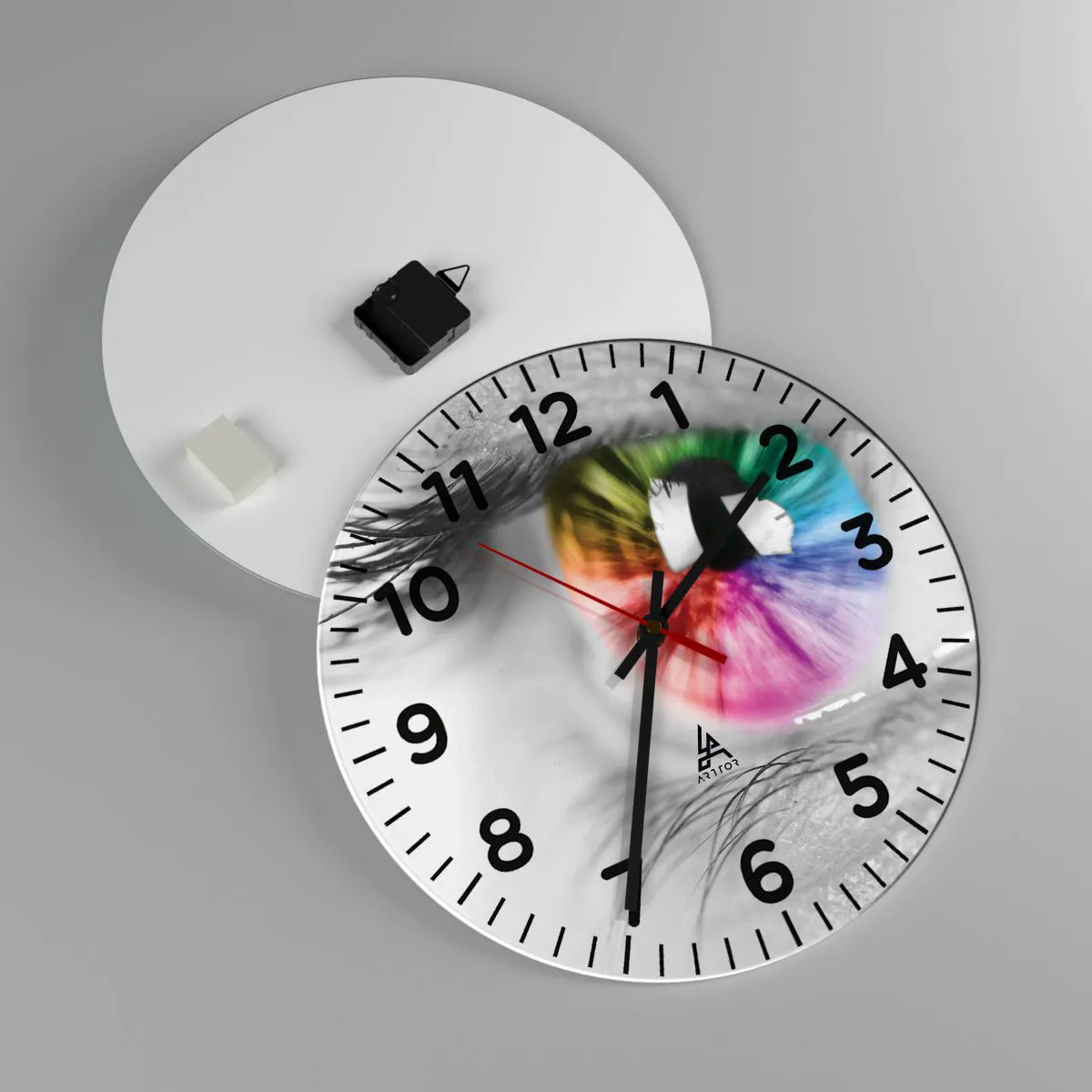 Reloj de pared - Reloj de vidrio - Ver el mundo en color - 40x40 cm