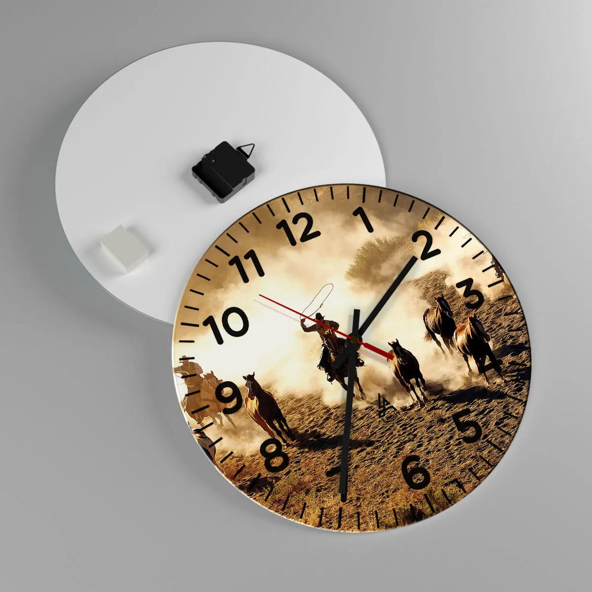 Ceas de perete - Ceas pe sticlă - Un vest cu adevărat sălbatic - 40x40 cm