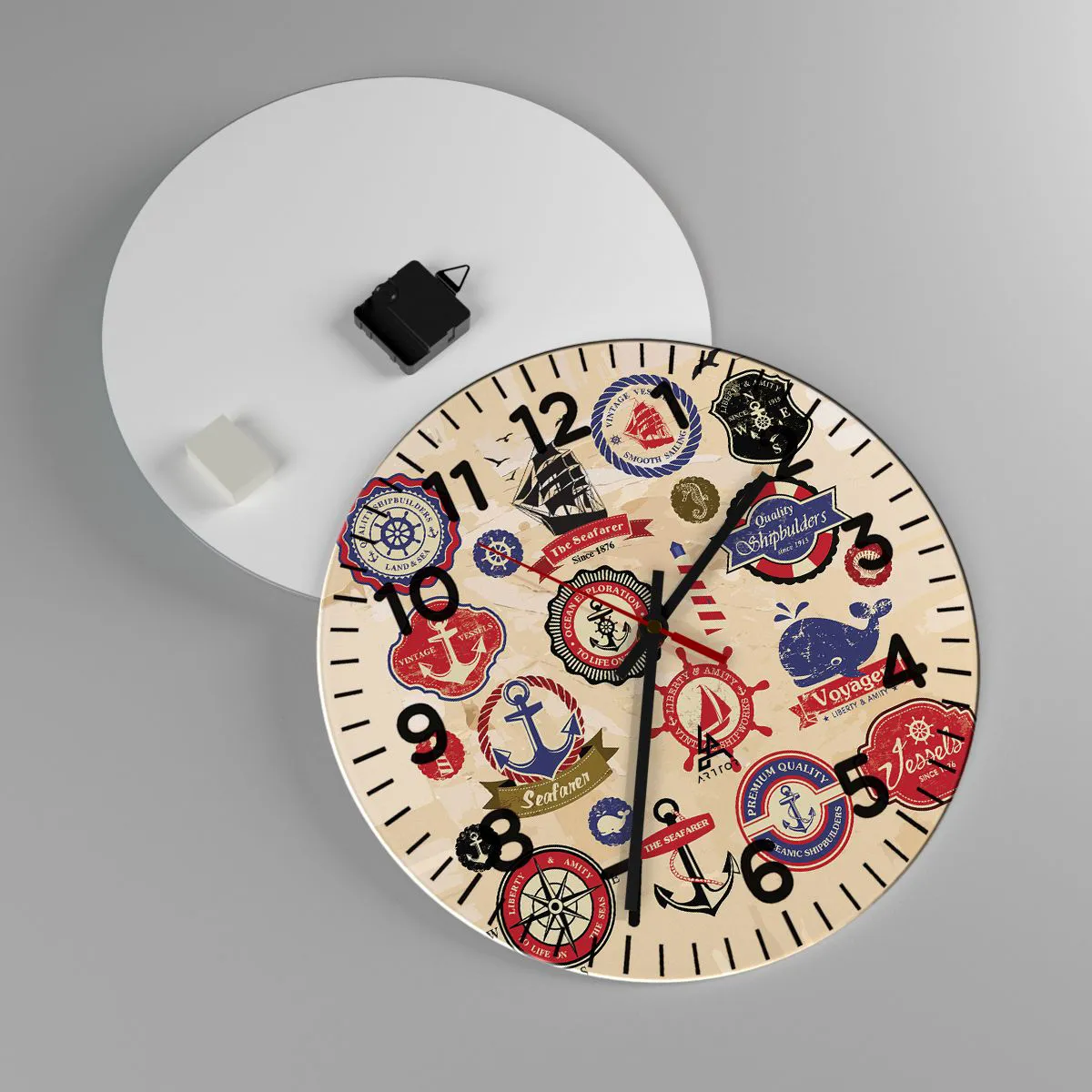 Wanduhr - Glasuhr - Segelbruderschaft - 40x40 cm