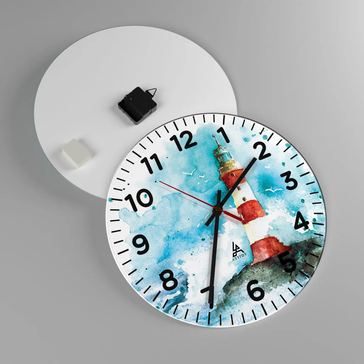 Orologio da parete - Orologio in Vetro - L'unità dei quattro elementi - 40x40 cm