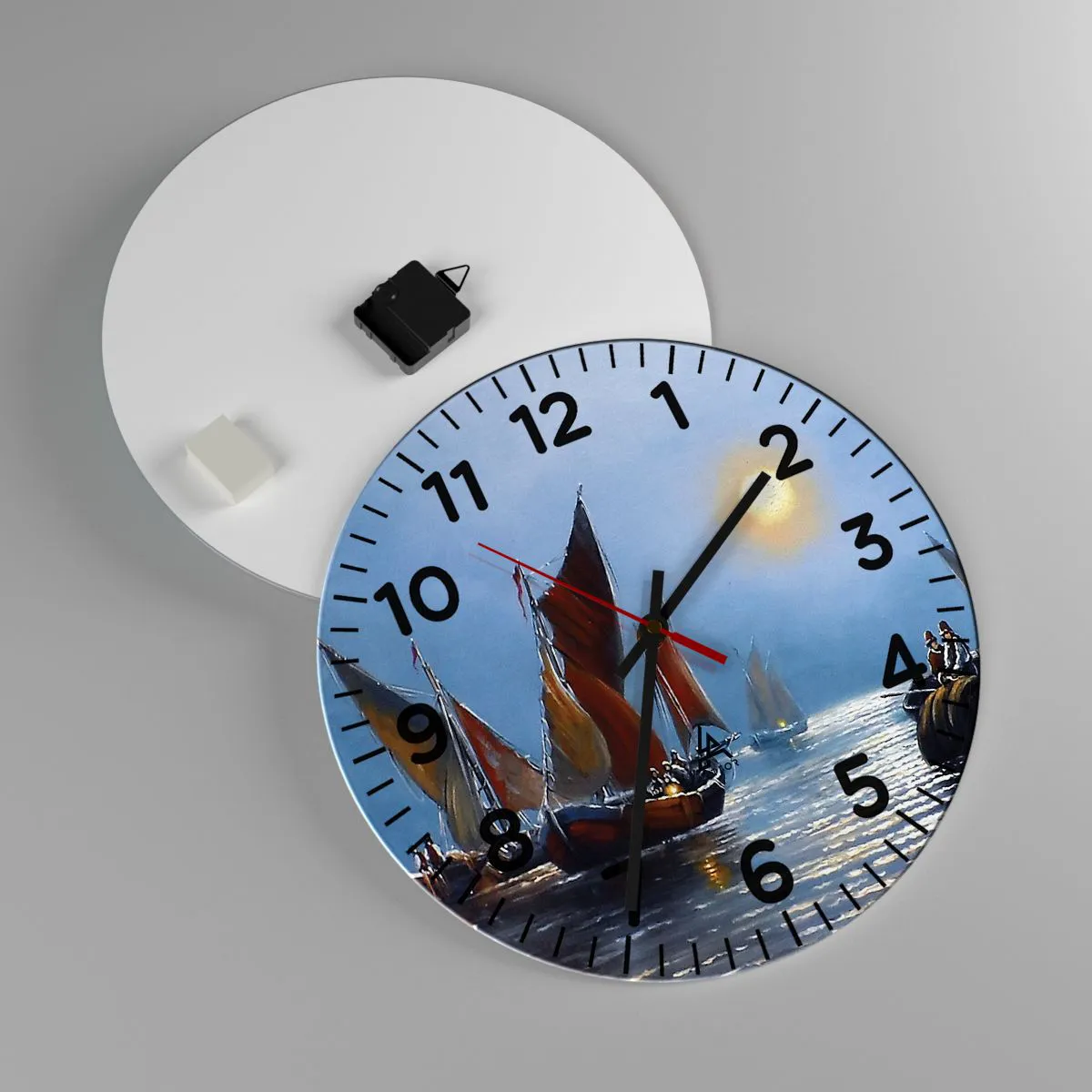 Orologio da parete - Orologio in Vetro - Pesca notturna - 40x40 cm