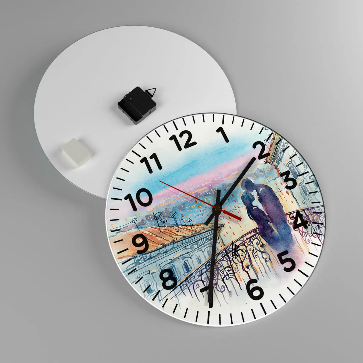 Nástenné hodiny - Parížski milenci - 40x40 cm