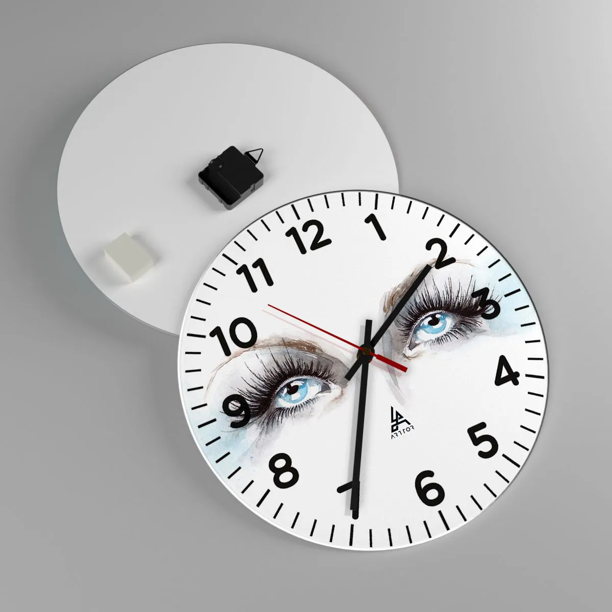 Ceas de perete - Ceas pe sticlă - Ochii unui înger? - 40x40 cm