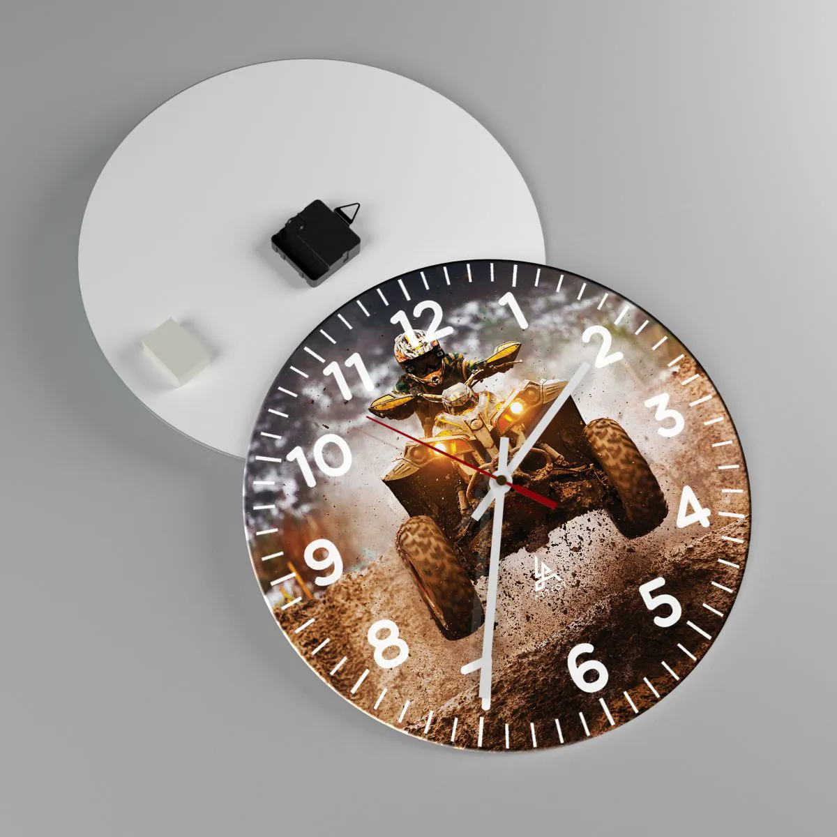 Ceas de perete - Ceas pe sticlă - No risk no fun - 40x40 cm