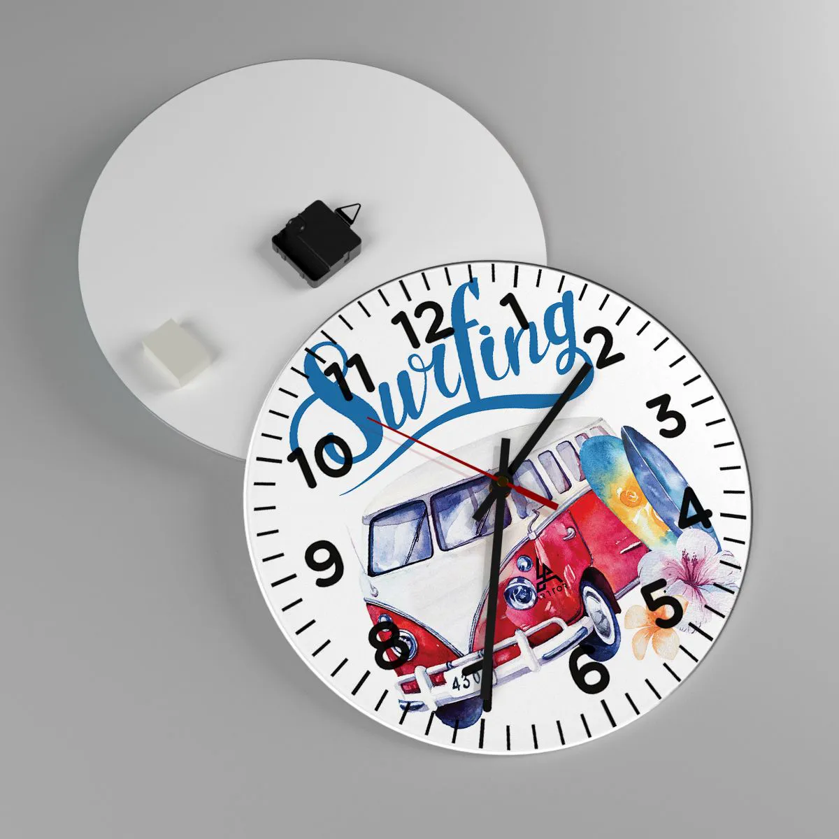 Nástenné hodiny - Uhorka - klasika pre surferov - 40x40 cm