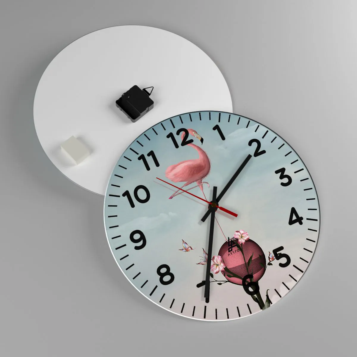 Relógio de parede - Relógio em vidro - Alegoria do basquetebol - 40x40 cm