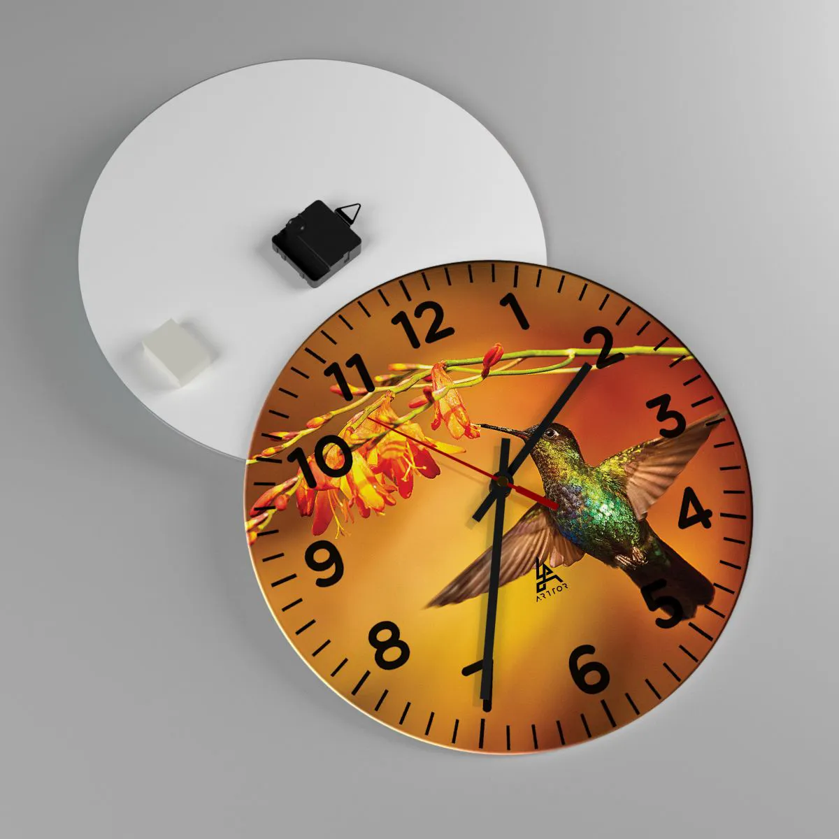 Väggklocka - Klocka på glas - Ljusbud enligt Mayafolket - 40x40 cm