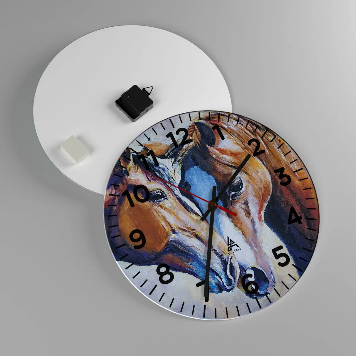 Ceas de perete - Ceas pe sticlă - Două suflete apropiate - 40x40 cm