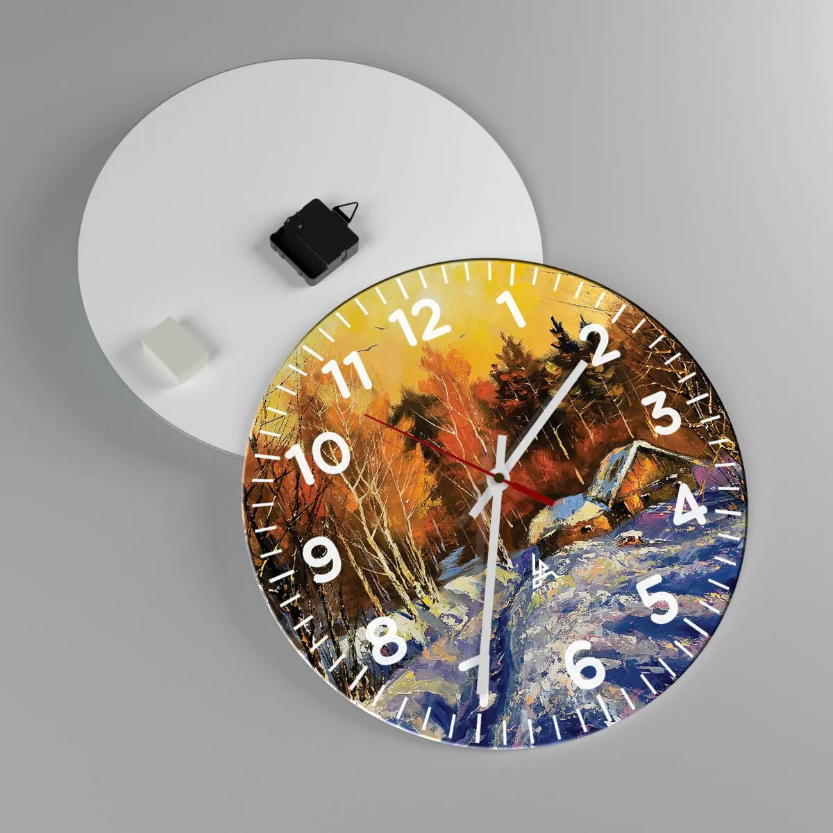 Zegar ścienny - Zimowa impresja w słońcu - 40x40 cm