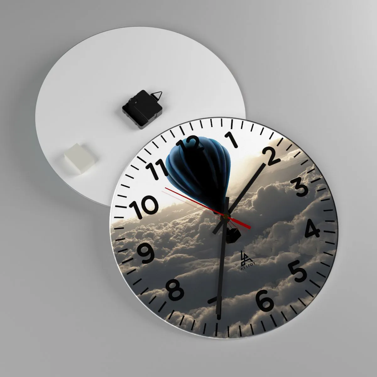 Wanduhr - Glasuhr - Ein Wanderer über den Wolken - 40x40 cm