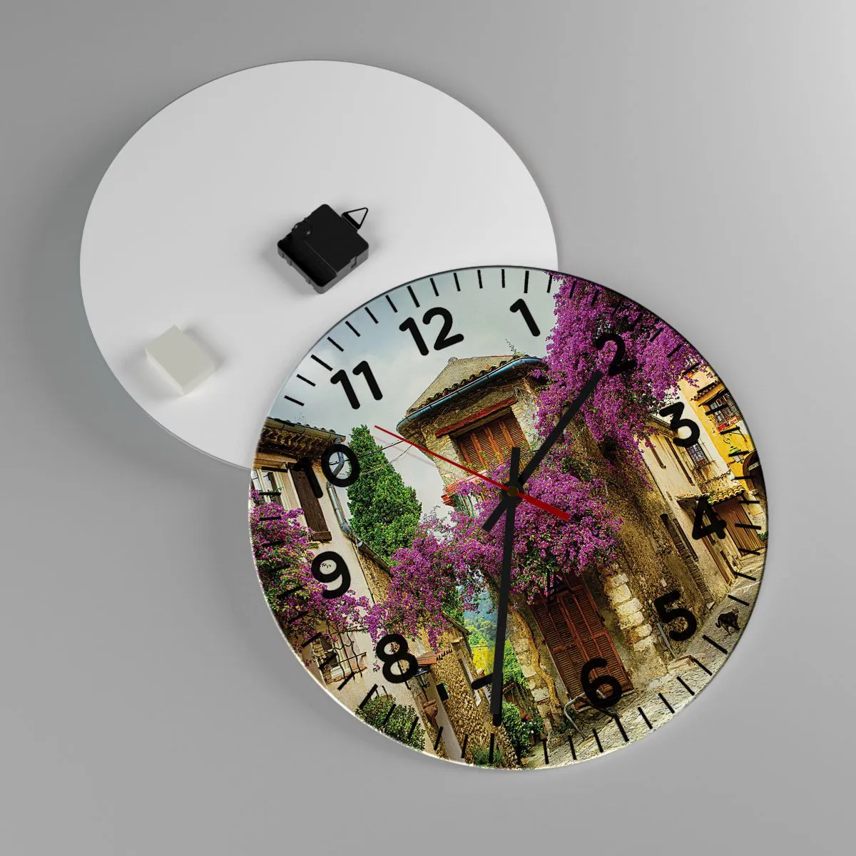 Ceas de perete - Ceas pe sticlă - Sub un baldachin floral - 40x40 cm