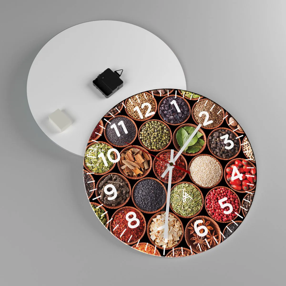 Wanduhr - Glasuhr - Alle Aromen der Welt - 40x40 cm