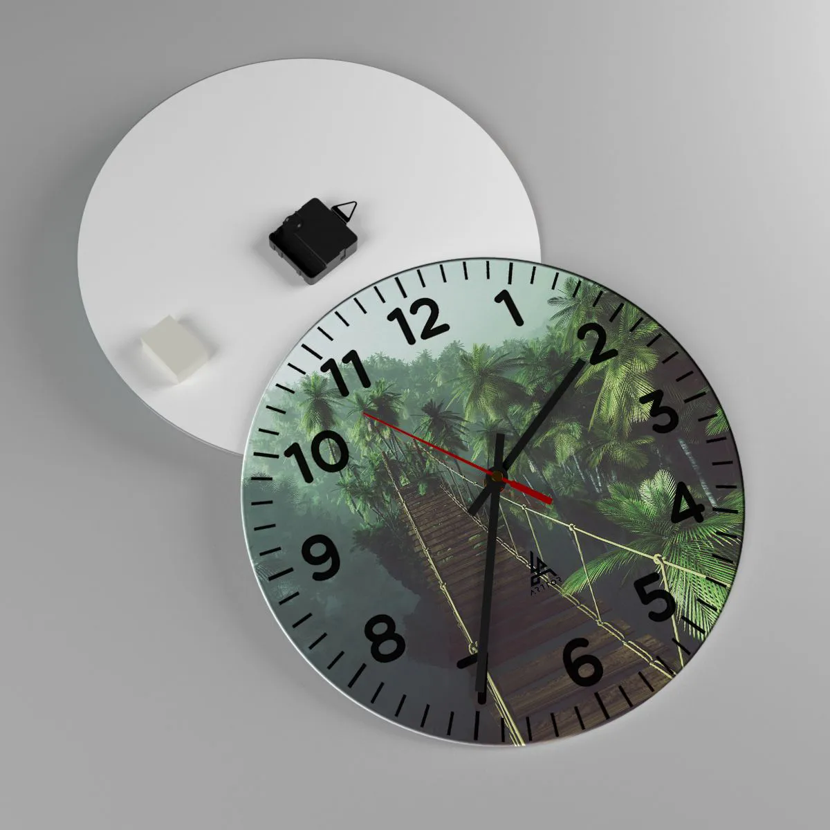 Relógio de parede - Relógio em vidro - Sobre o verde fervente - 40x40 cm