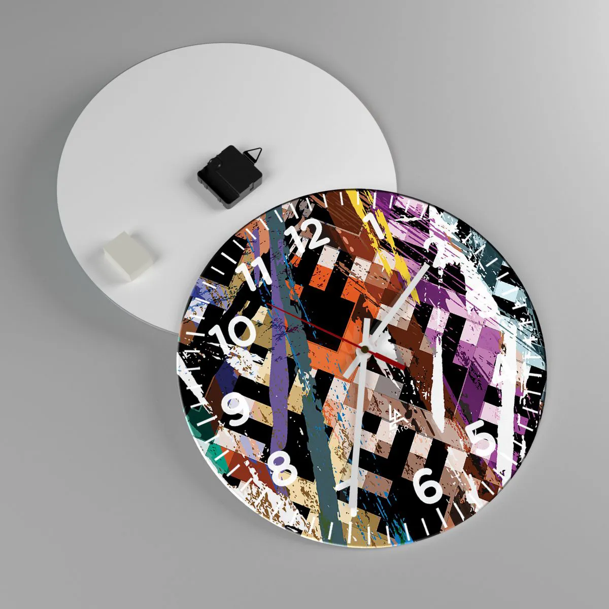 Wanduhr - Glasuhr - Quadriert - 40x40 cm