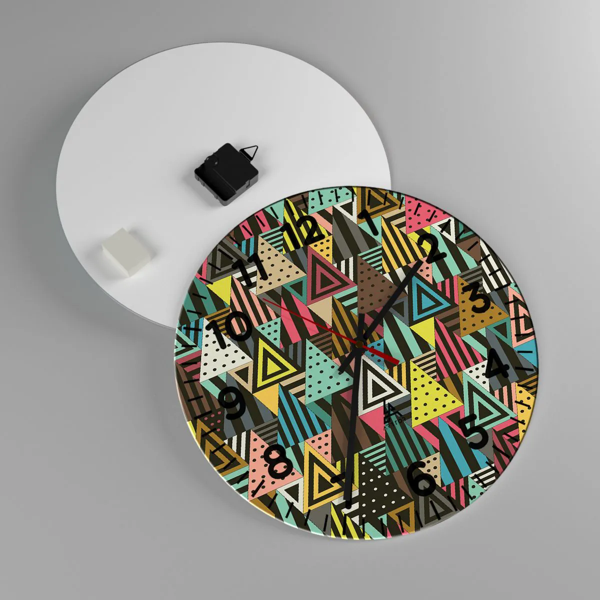 Wanduhr - Glasuhr - Im Rhythmus auf drei - 40x40 cm