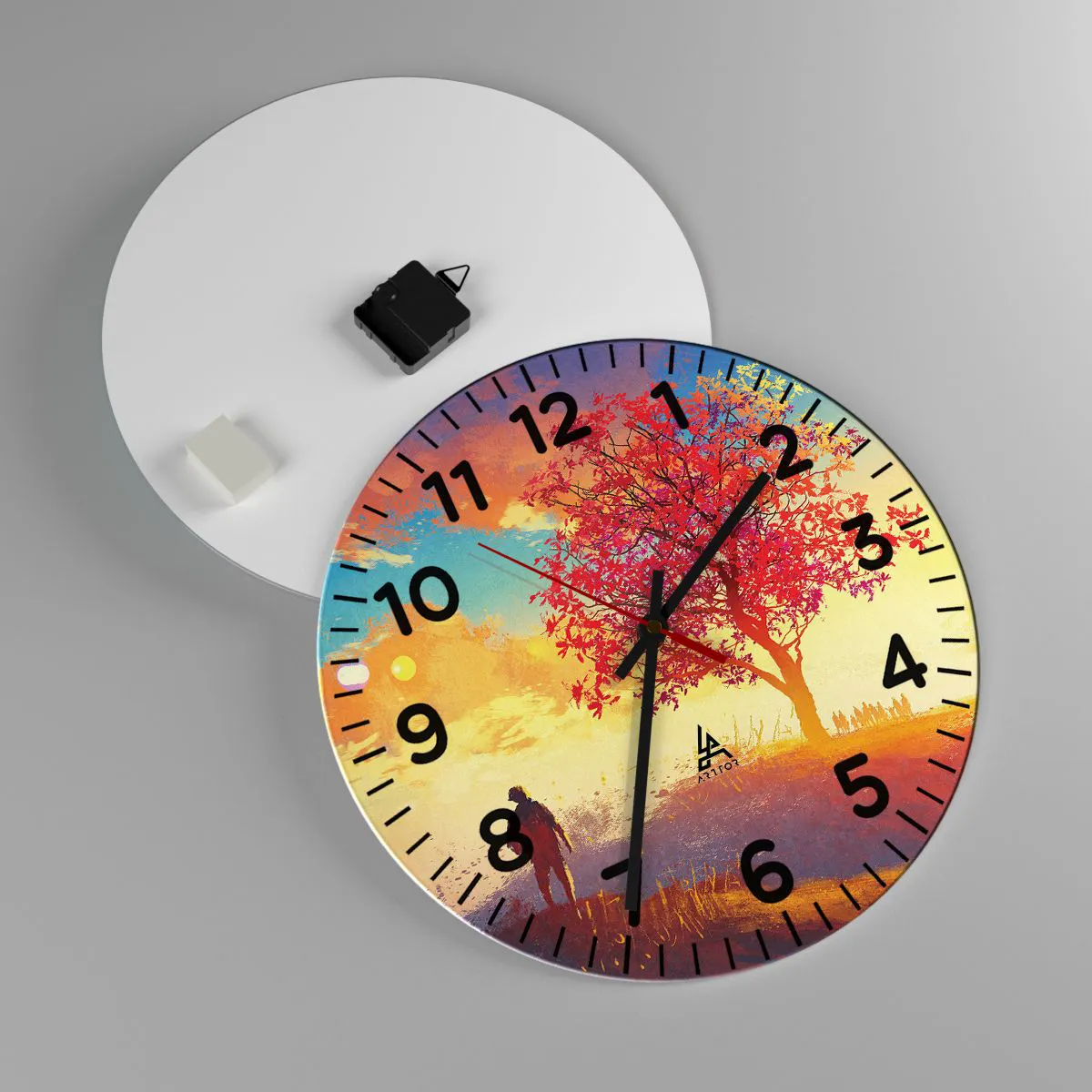 Wall clock - Clock on glass - Pilgrim at Its Goal - 40x40 cm