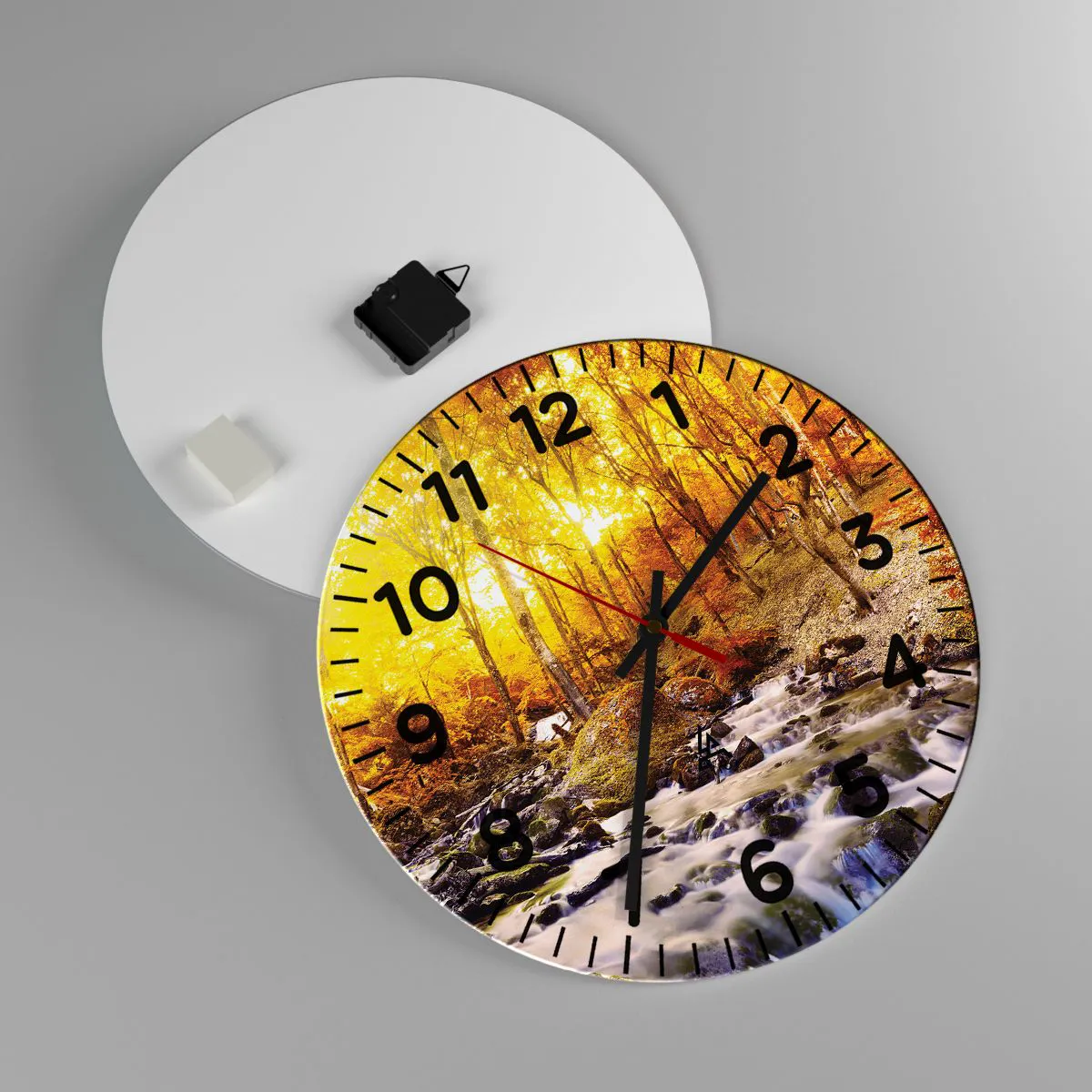 Wanduhr - Glasuhr - In Gold und Platin gefasste Steine - 40x40 cm