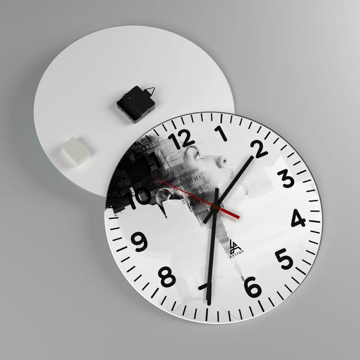 Nástenné hodiny - Z oboch strán okna - 40x40 cm