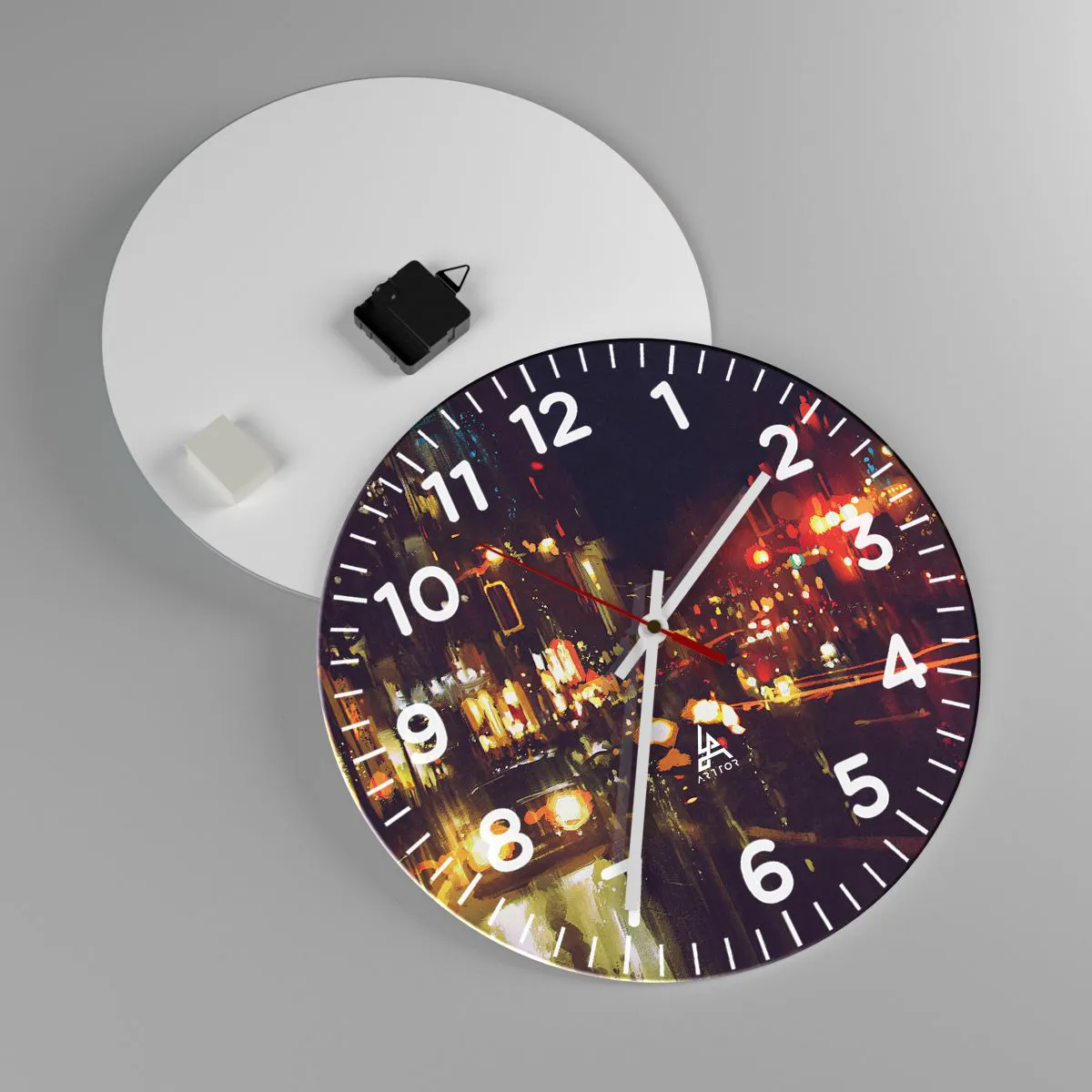 Horloge murale - Pendule murale - Immergé dans les lumières de la nuit - 40x40 cm