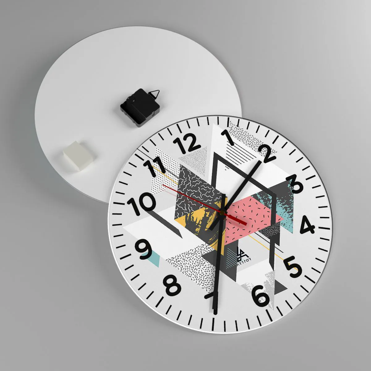 Relógio de parede - Relógio em vidro - Variações do triângulo e losango - 40x40 cm