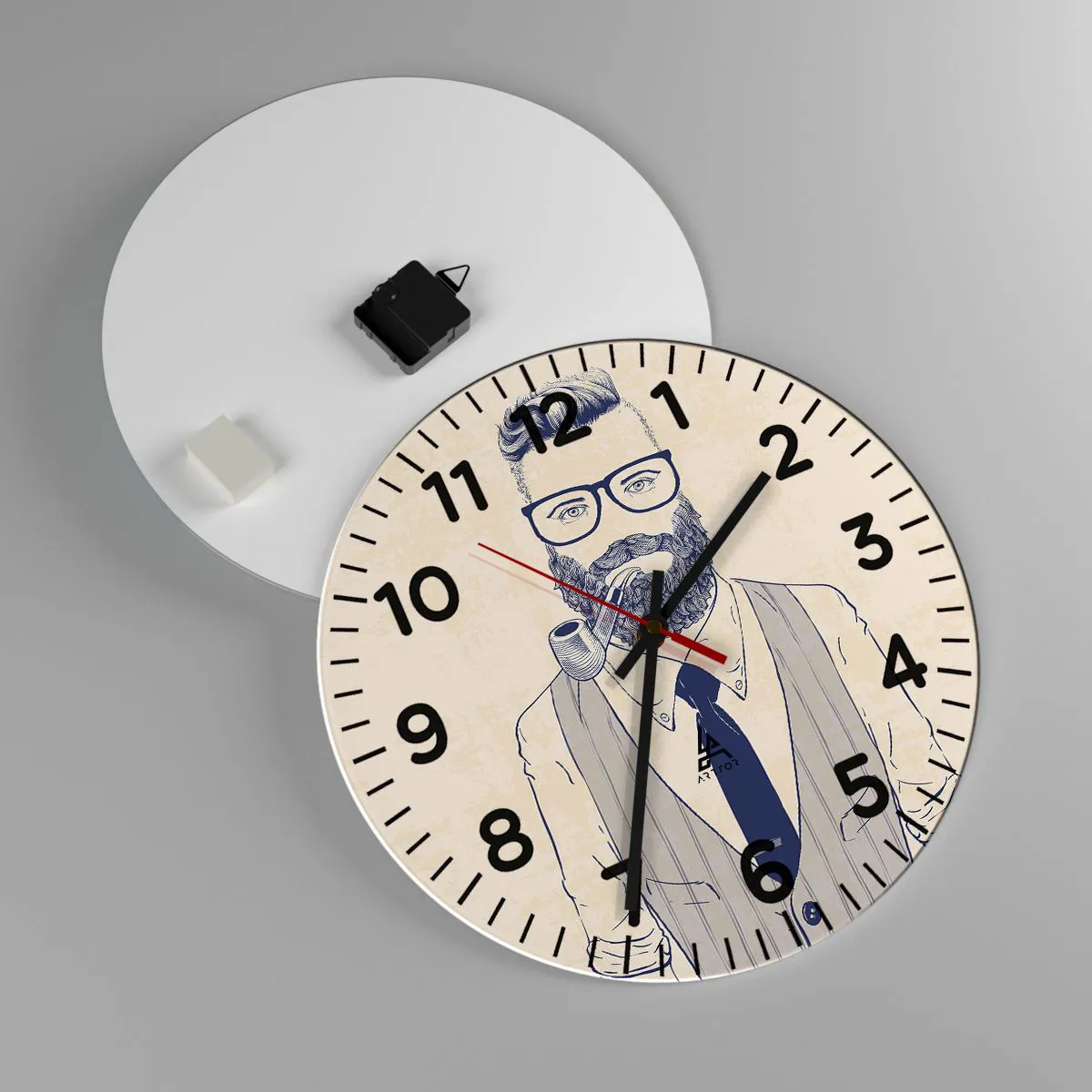 Wanduhr - Glasuhr - Fröhlich, maskulin und modisch - 40x40 cm