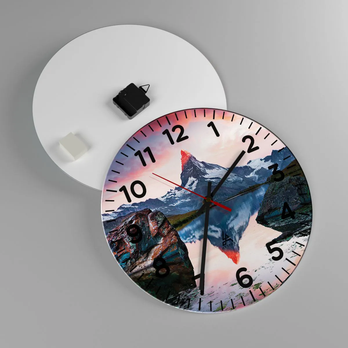 Ceas de perete - Ceas pe sticlă - Inima munților este fierbinte - 40x40 cm