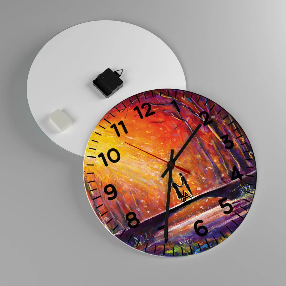 Ceas de perete - Ceas pe sticlă - Și cerul îi iubește - 40x40 cm