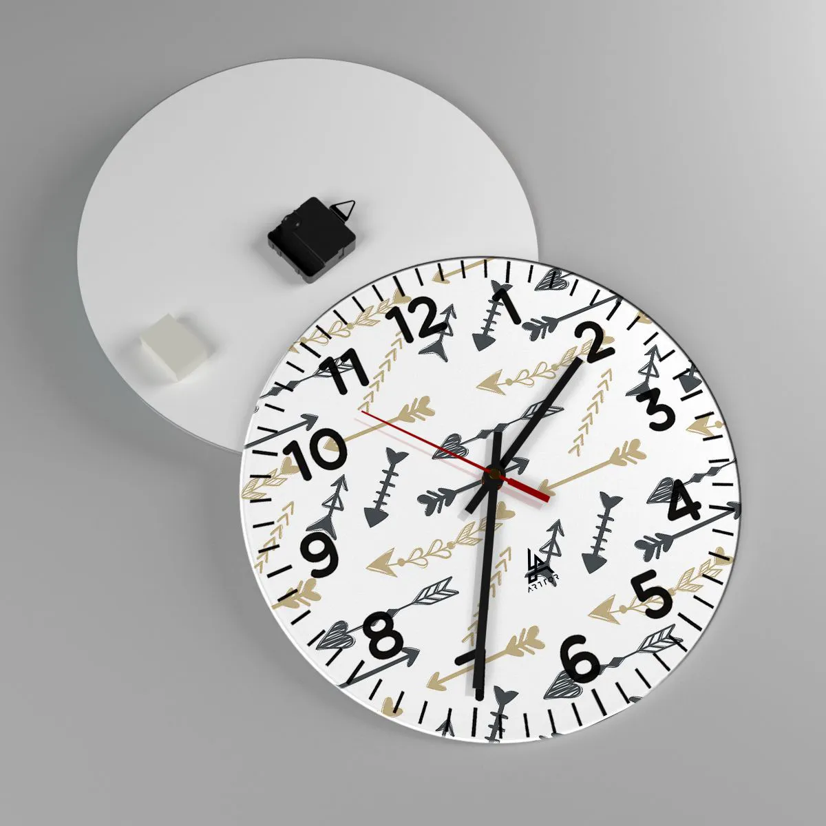 Ceas de perete - Ceas pe sticlă - Visul arcașului - 40x40 cm