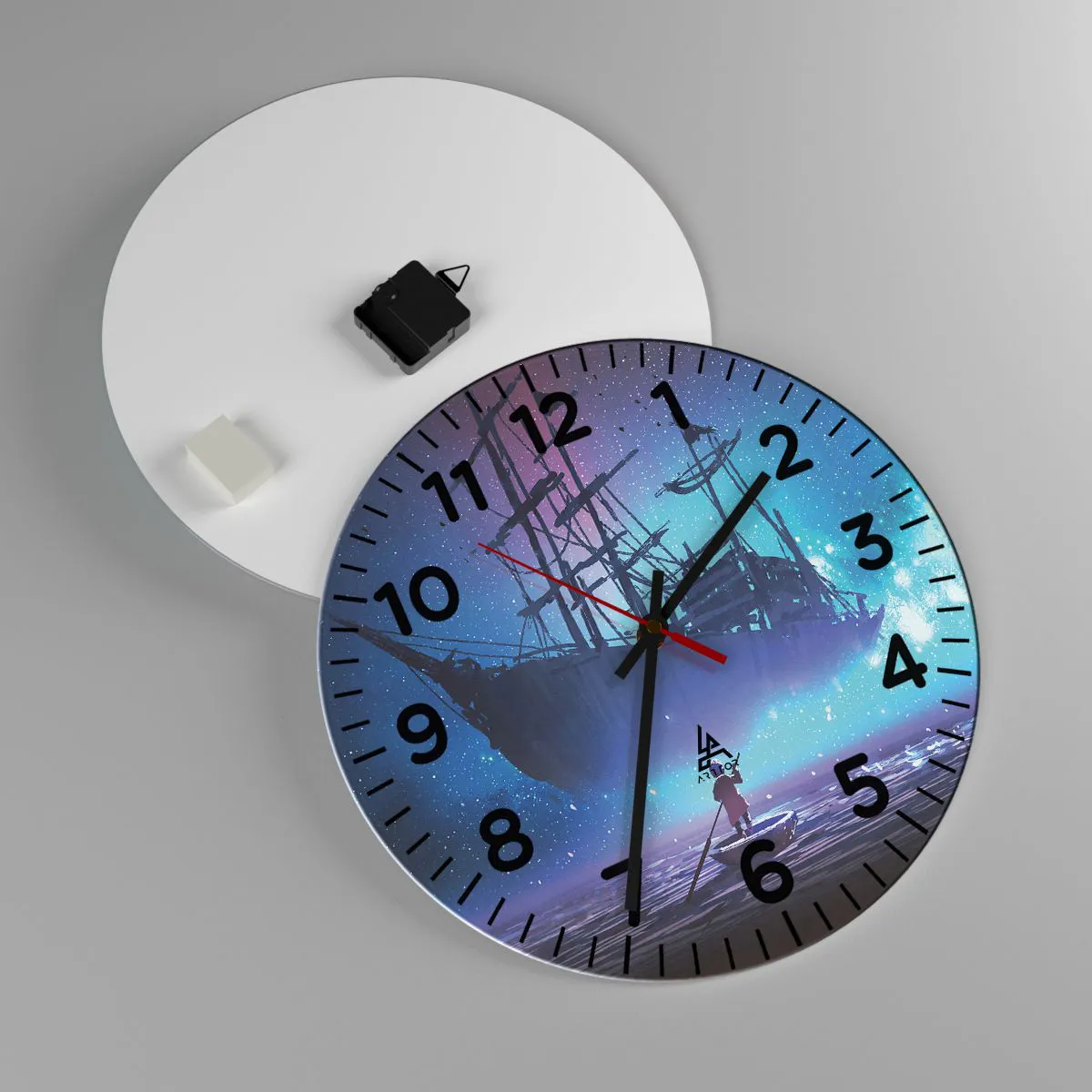 Ceas de perete - Ceas pe sticlă - Întâlnirea cu mitul mării - 40x40 cm