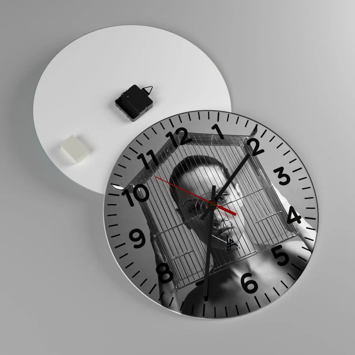 Ceas de perete - Ceas pe sticlă - Un portret oarecum suprarealist - 40x40 cm